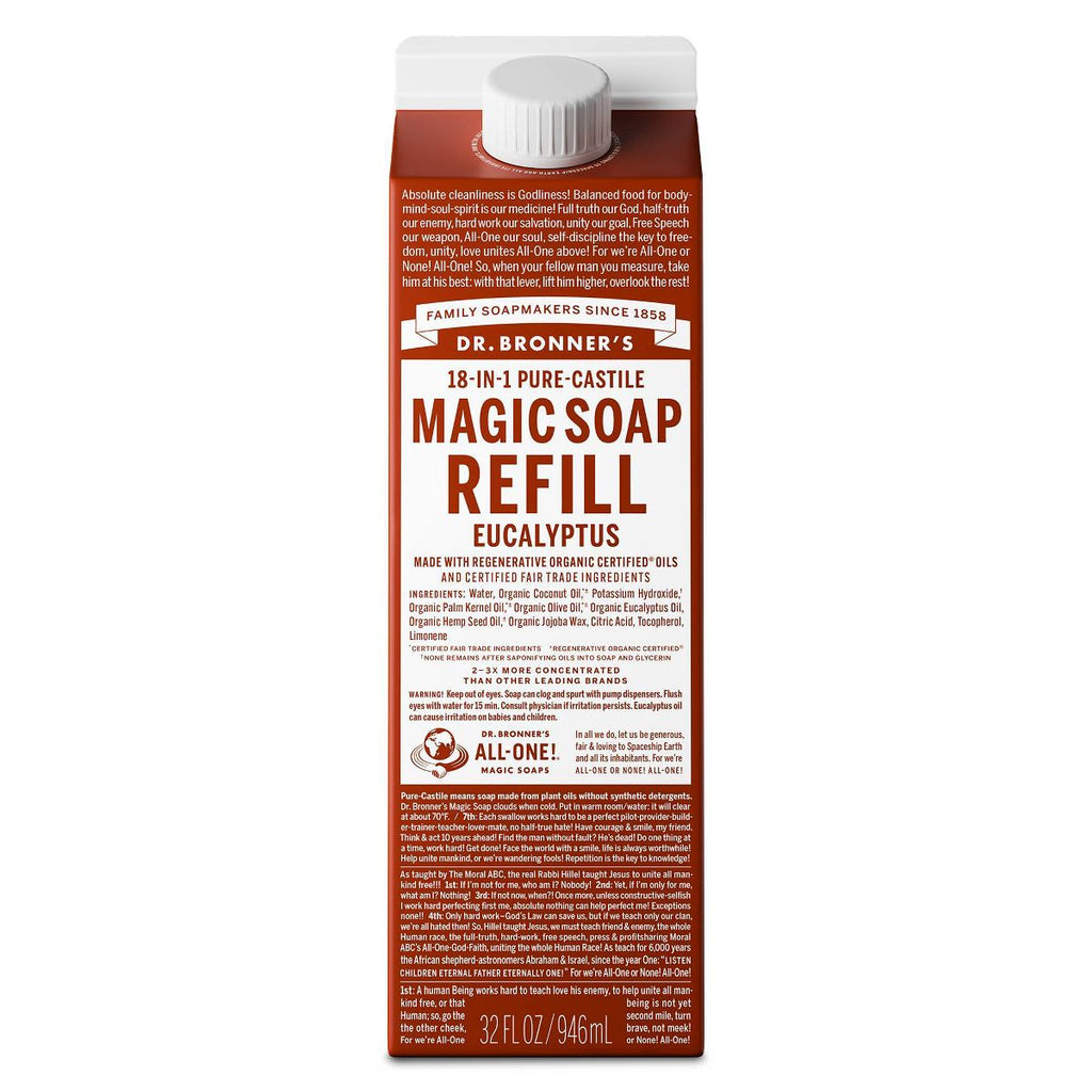Dr. Bronner's Pure Castile Liquid Soap Bodywash Refill Carton - Eucalyptus - 32 fl oz