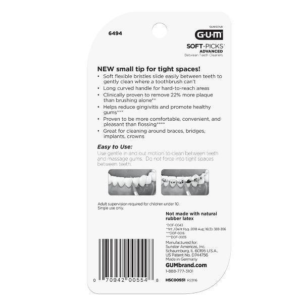GUM Soft-Picks Advanced Tight Dental Picks - 60ct/3pk