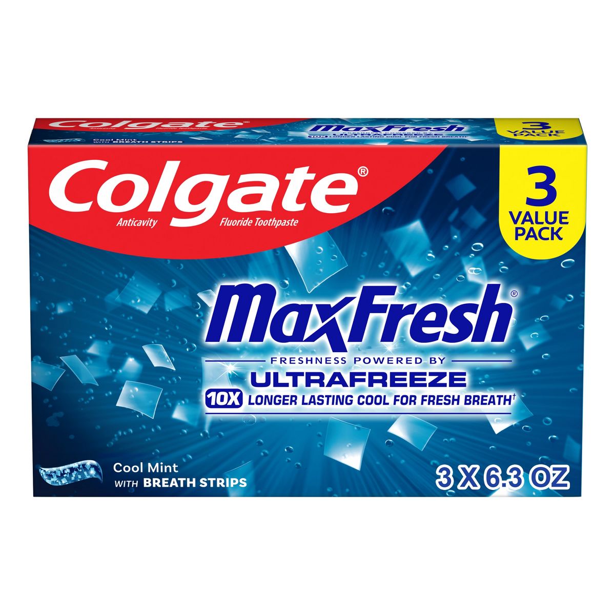 Colgate Max Fresh Toothpaste Cool Mint - 6.3oz/3pk