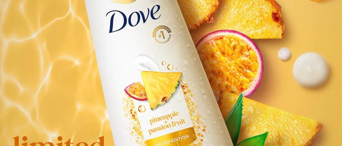 Dove Beauty Body Wash - Pineapple & Passion Fruit - Limited Edition 24HR Lotion-Soft Skin - 20 fl oz