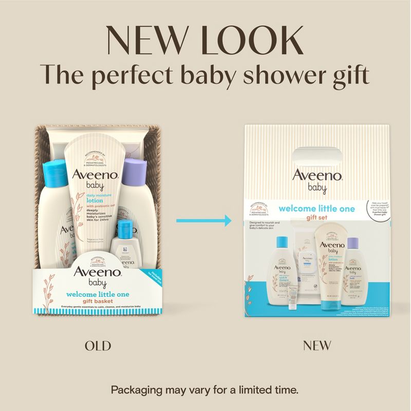 Aveeno Baby Welcome Little One Essentials Skincare Gift Set Includes Wash, Lotion & Wipes - 5ct