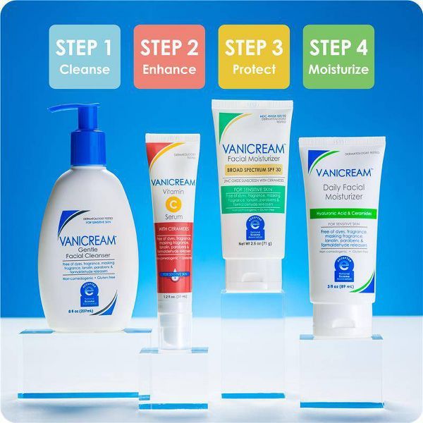 Vanicream Gentle Facial Cleanser for Sensitive Skin - Travel Friendly - Unscented - 2.5 fl oz