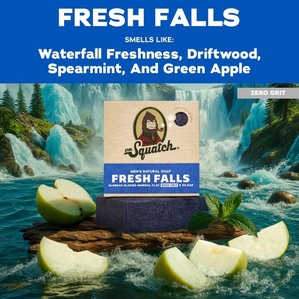 DR. SQUATCH Men's All Natural Bar Soap - Fresh Falls - Clean Breeze Scent - 5oz