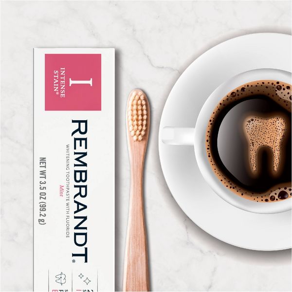 Rembrandt Intense Stain Whitening Toothpaste with Fluoride, Removes Tough Stains, Rehardens and Strengthens Enamel - Mint - 3.5oz