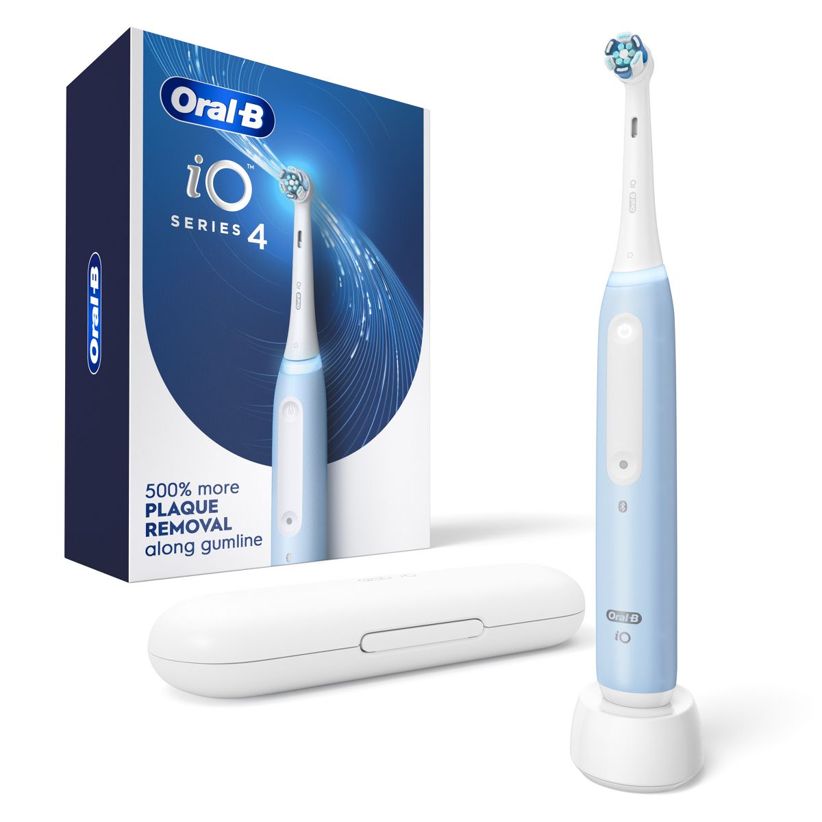 Oral-B iO Series 4 Electric Toothbrush with Timer Multiple Brush Modes and Brush Head - Light Blue
