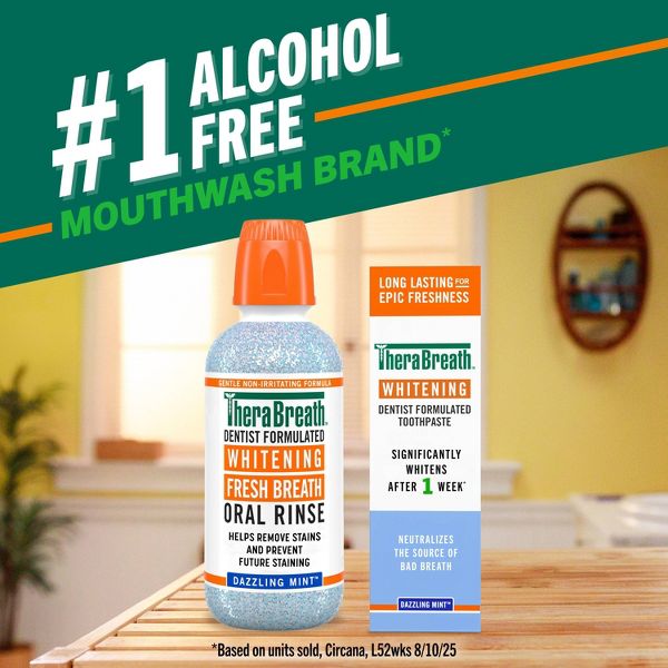 TheraBreath Whitening 4oz Toothpaste + 16 fl oz Dazzling Mint Mouthwash