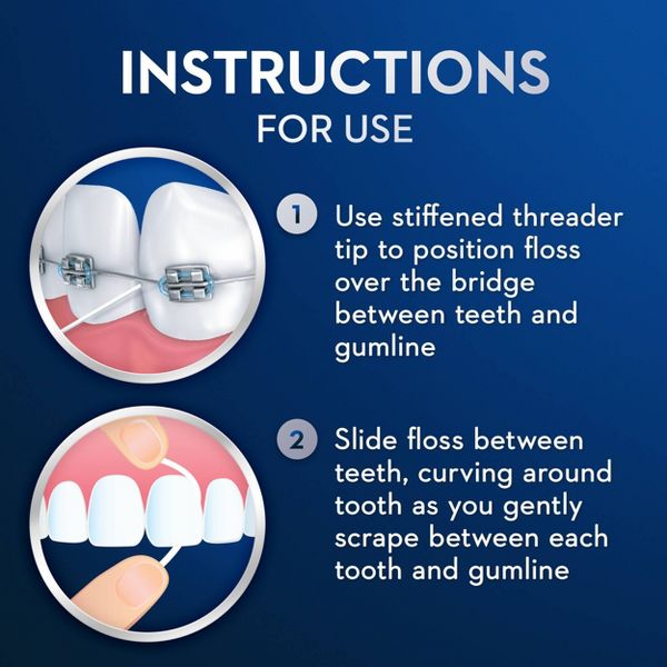 Oral-B Threader Dental Floss for Bridges, Braces and Implants - 30 Threaders