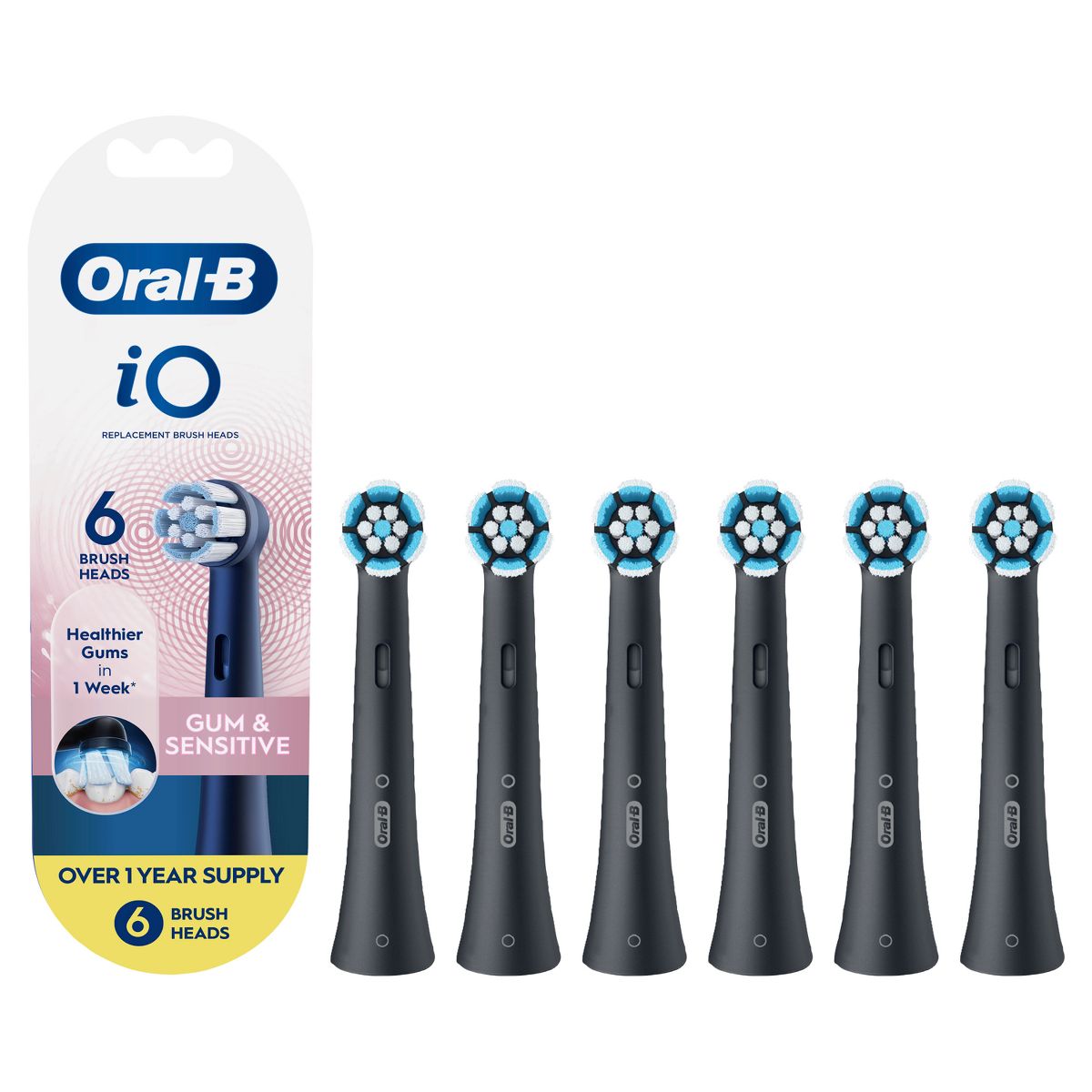 Oral-B iO Gum & Sensitive Replacement Brush Heads - Black - 6ct