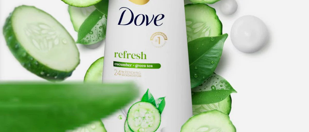 Dove Beauty Refresh Body Wash Pump - Cucumber & Green Tea 24hr Lotion-Soft Skin - 30.6 fl oz