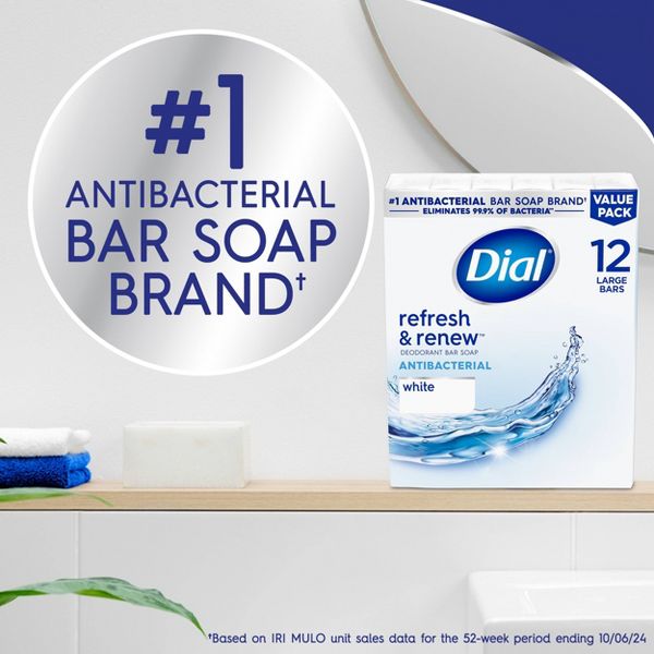 Dial Refresh & Renew White Deodorant Antibacterial Bar Soap - 4oz/12pk