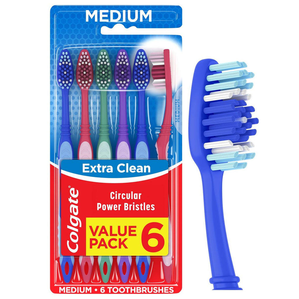 Colgate Extra Clean Manual Toothbrush Medium - 6ct