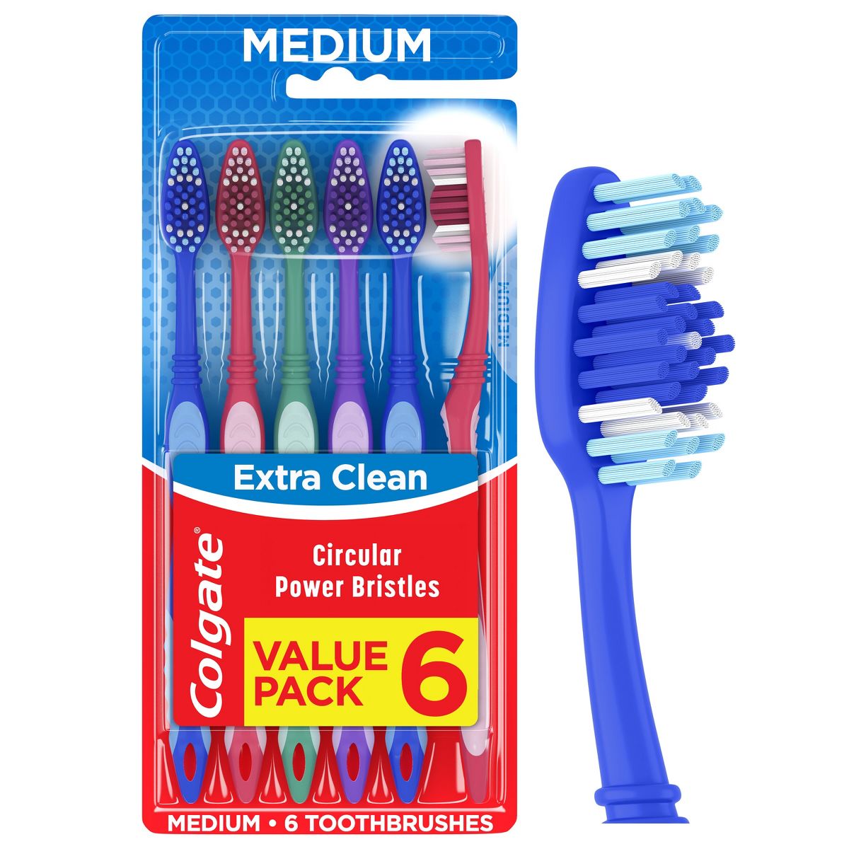 Colgate Extra Clean Manual Toothbrush Medium - 6ct