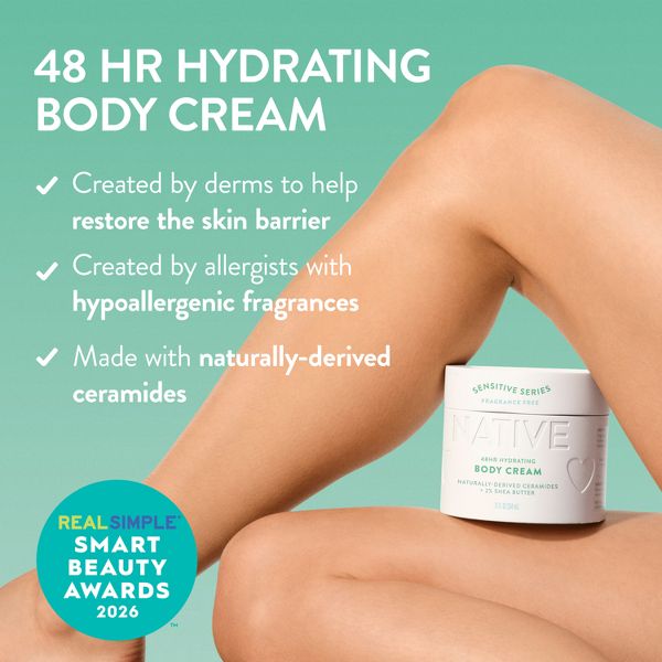 Native Sensitive Series Body Cream - Hypoallergenic - Fragrance Free - 12oz
