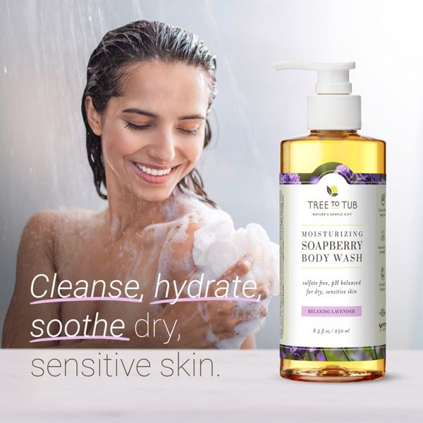 Tree To Tub Lavender Body Wash for Sensitive Skin & Dry Skin - ph-Balanced Moisturizing Body Wash, Sulfate Free Vegan Body Soap for Women & Men
