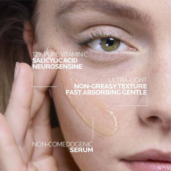 La Roche Posay Pure Vitamin C Face Serum with Salicylic Acid & Neurosensine, Anti-Aging Serum for Sensitive Skin - Travel Size - 1.01 fl oz