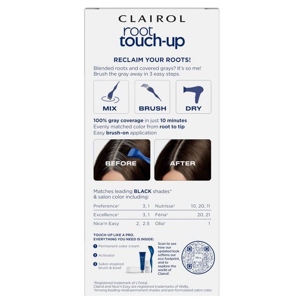 Clairol Root Touch-Up Permanent Hair Color - 2 Black Hair Dye Kit