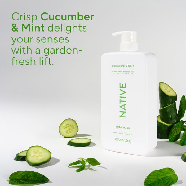 Native Body Wash for Women & Men - Cucumber & Mint - Sulfate Free - 18 fl oz
