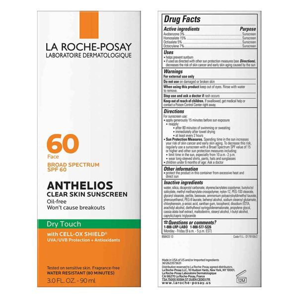 La Roche Posay Anthelios Clear Skin Dry Touch Face Sunscreen for Acne Prone Skin - SPF 60 - 1.7 fl oz