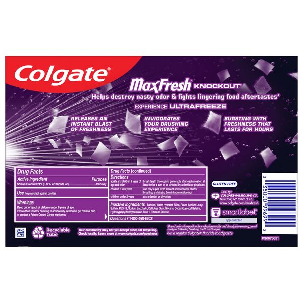 Colgate Max Fresh Knockout Flouride Toothpaste - Mint Fusion - 6.3oz/3pk