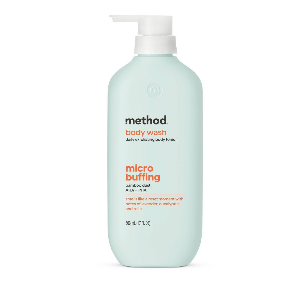 Method Micro Buffing Body Wash Tonic with Bamboo Dust, AHA and PHA - Lavender, Eucalyptus and Rose - 17 fl oz