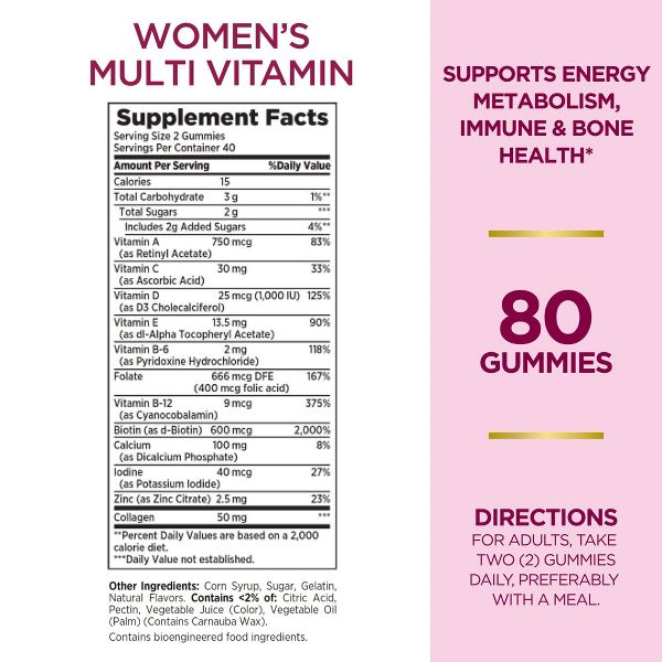 Nature's Bounty Optimal Solutions Women's Multivitamin Gummies - Mixed Berry and Raspberry - 80ct