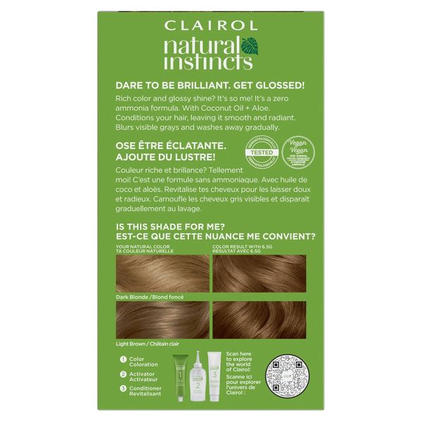 Instincts Clairol Demi Permanent Hair Color Dye Kit Brass Free - 5C Medium Brown, Peppercorn: Ammonia-Free, Contains Vitamin E, Vegan