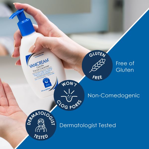 Vanicream Gentle Facial Cleanser for Sensitive Skin - Travel Friendly - Unscented - 2.5 fl oz